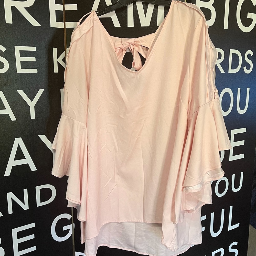 Light Pink Butterfly Sleeve Blouse